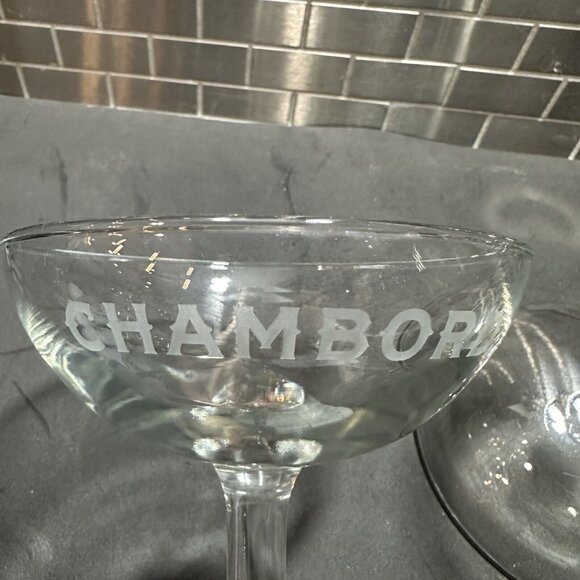 Vintage Chambord Coupe Cocktail Glasses Set Of 2 Etched Stemmed Barware - Picture 6 of 7